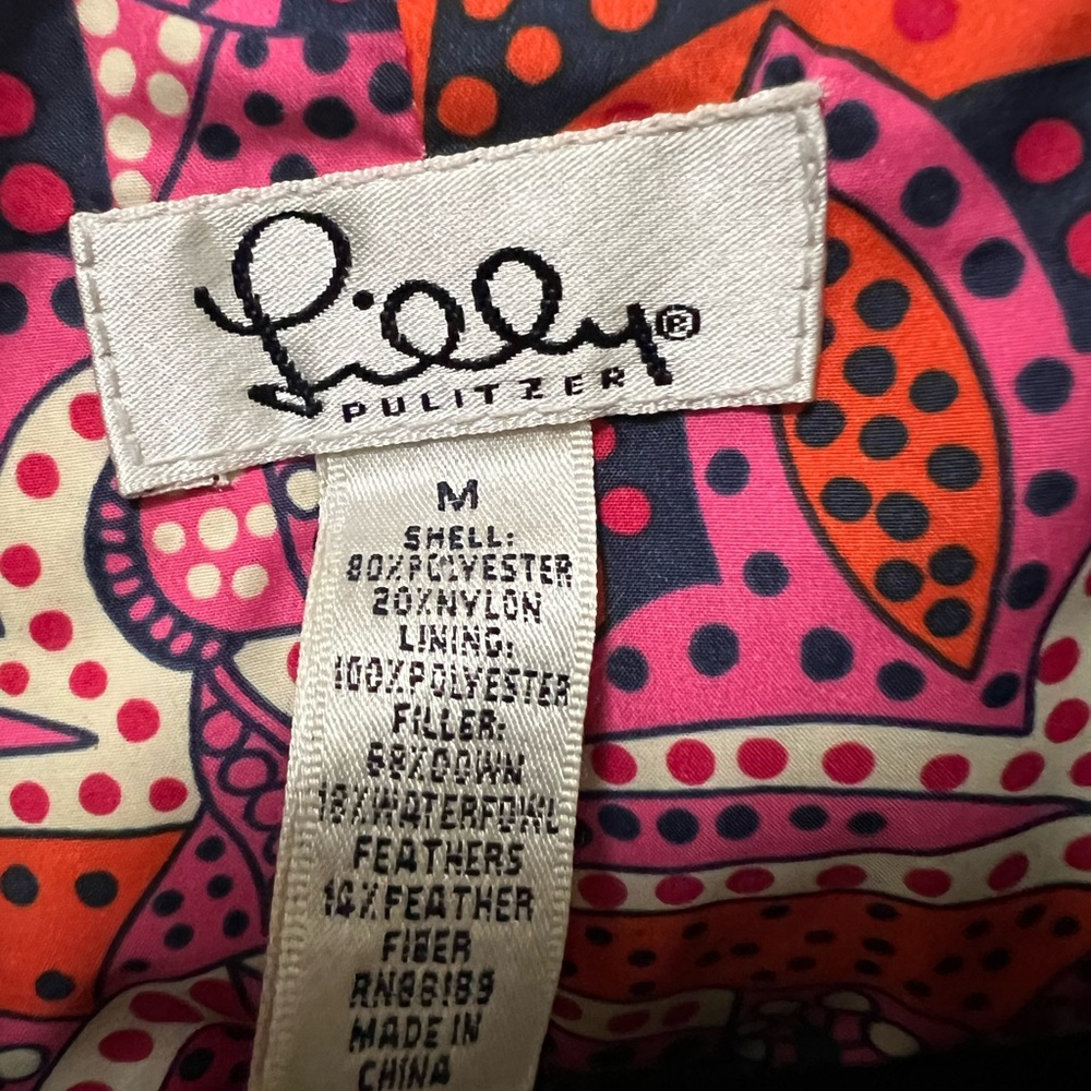 Lilly Pulitzer Green Down Filled Full Zip Snap Pockets Karin Puffer Vest Size M - Picture 2 of 8